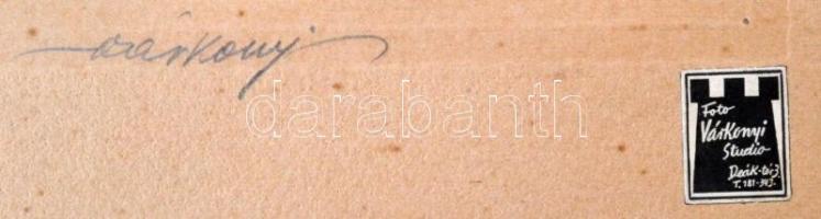 cca 1936 Várkonyi Stúdió színezett portré felvétele, aláírva, matricával jelzett vintage fotó, 23x17...
