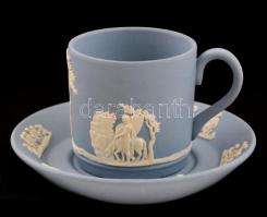 Wedgwood bisquit porcelán kávés csésze és tálka, jelzett, hibátlan, csésze: d: 6 cm, m: 6 cm, tálka: d: 11 cm.