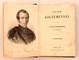 Czuczor költeményei a költő arcképével. I. kötet. Pest, 1858, Heckenast Gusztáv. Félvászon kötésben