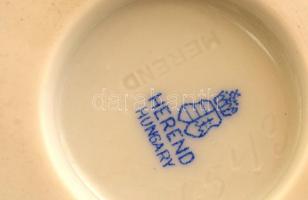 Herendi virág mintás váza, kézzel festett, jelzett, hibátlan, m: 11 cm