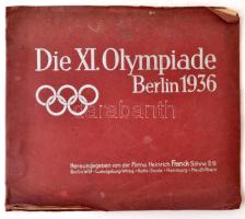 Die XI. Olympiade Berlin. Berlin, 1936, Heinrich Franck Söhne, 8 p. + 6 t. Papírmappában. A borítója gyűrött, foltos. Néhány lap foltos, a széleik gyűröttek.