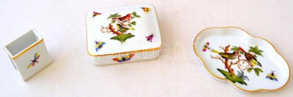 Herendi Rothschild mintás ajándék készlet (tálka,csikknyomó, dobozka, gyufadoboztartó), kézzel feste...