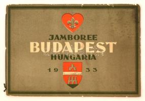 1933 Jamboree Budapest Hungaria 16 oldalas emlékfüzet a külföldi résztvevőknek, német, francia és angol nyelven, Márton Lajos és Richter Aladár grafikákkal. Némileg kopott borítóval. / 1933 Jamboree memorial booklet for the foreigners, in german, french, and english language, with Lajos Marton and Aladar Richter graphics, 16 p.