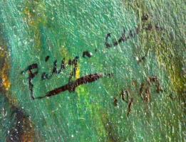 Pállya Celesztin (1864-1948): Szőlőfürt. 1902. Olaj, falemez, jelzett, 35×18 cm