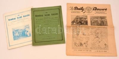 1924-1928-1929 3 db. cserkész újság, The Bombay Scout Gazette 2 db. (1924 Október Vol. I. No. 2, 1928 Március  Vol IV. No 7.), The Daily Arrowe (1929 Augustus).