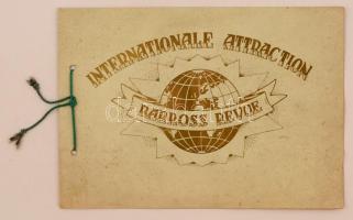 cca 1940 Baross Revue programfüzete, Baross Imre András (1917-1986) és a Baross-Revü tagjainak aláírásával, és a revü pecsétjével. Fűzött papír, 8 p. A borítója maszatos.