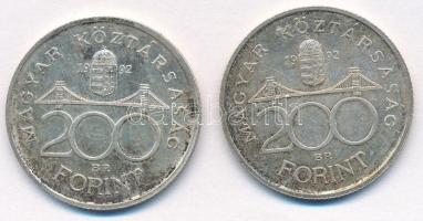 1992. 200Ft Ag "MNB" (2x) T:2 patina
Adamo F13