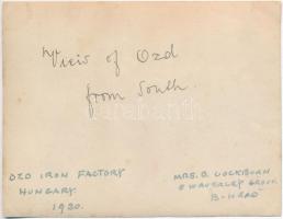 1930 Ózd, Vasgyár, hátoldalon feliratozott fotó, 8x11 cm