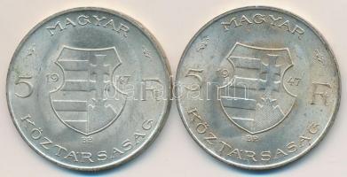 1947. 5Ft Ag "Kossuth" (2x) T:2 kis patina
Adamo 8.1