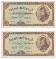 1946. 100.000.000P (5x) sorszámkövetők T:I-,II Adamo P27