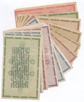 1946. 14db-os vegyes magyar adópengő bankjegy tétel, közte fordított címeres, sorozat- és sorszám né...