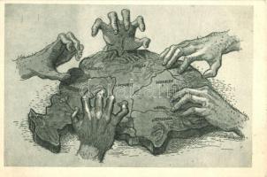 A rablók kezei; kiadja a Szózat Magyarország Területi Épségének Védelmi Ligájának napilapja / The hands of robbers irredenta s: Helbing Aranka