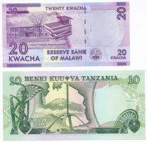 Vegyes: Malawi 2012. 20K + Tanzánia 1978. 10Sh T:I,I-
Mixed: Malawi 2012. 20 Kwacha + Tanzania 1978...