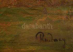 Rudnay jelzéssel: Vár a dombon, olaj, vászon kartonra kasírozva, repedéssel, 39x48cm