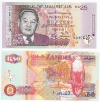 Vegyes: Mauritius 2003. 25R + Zambia 1992. 50K T:I-,I Mixed: Mauritius 2003. 25 Rupees + Zambia 1992. 50 Kwacha C:AU,UNC