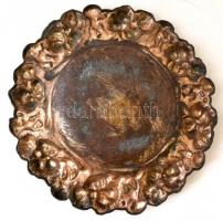 Bronzírozott, halas, fém dísztál, d:25cm