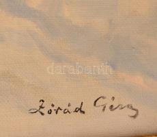 Zórád Géza (1896-1959): Szánkózók a faluszélen. Olaj, vászon, jelzett, keretben, 60×80 cm