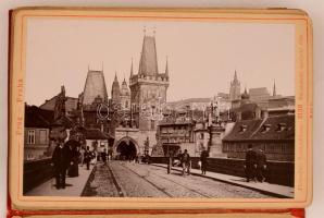 1893 Prága keményhátú fotók, Römmler-Jonas, Dresden, 20db, díszes, elvált fedőborítóval17x11cm