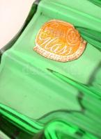 Bohemian Glass üveg váza, préselt, anyagában színezett, matricával jelzett, kopott, 14x9 cm