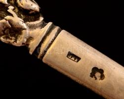 Ezüst, címeres levélbontó, Ag., nettó: 29gr., jelzett, RAF mesterjeggyel, 19cm / Silver letter opene...