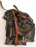 Stolla Wien osztrák hátizsák, vászon, bőr, kopottas állapotban