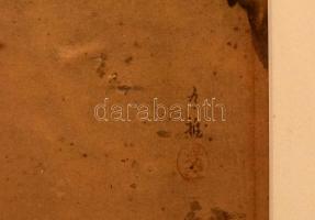 Jelzett japán akvarell, papír, foltos, üvegezett keretben 14×45 cm