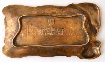 cca 1900 Art Nouveau réz tálka, Temesvár felirattal, jelzett (Piffl Alajos Temesvár), némi kopással,...