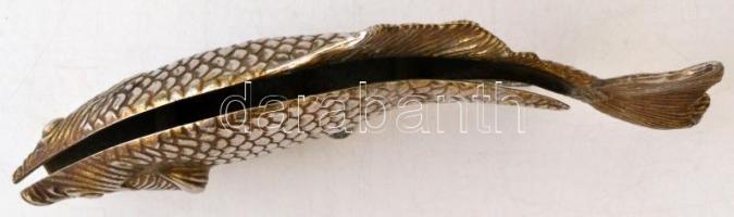 Hal alakú szalvétatartó, fém,  jelzett (Modello Depositato), kopással, az egyik oldalán némi sérülés...