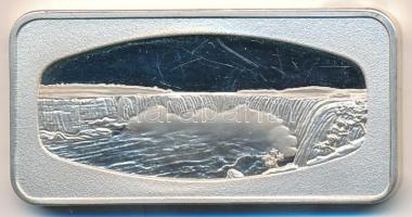 Amerikai Egyesült Államok DN "Niagara vízesés - A világ csodái" jelzett ezüst plakett (25,...