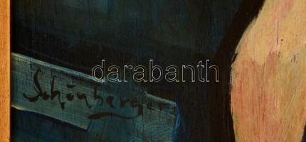 Schönberger jelzéssel: Akt vörösborral. Olaj, falemez, keretben, 70×50 cm