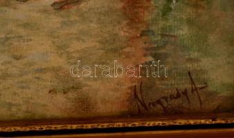 Neogrády jelzéssel: Téli patak. Vegyes technika, papír, üvegezett keretben, 43×29 cm