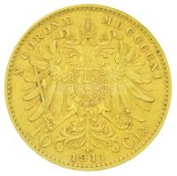 Ausztria 1911. 10K Au "Ferenc József" Bécs (3.39g/0.900) T:2
Austria 1911. 10 Corona Au &...