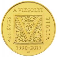 2015. 50.000Ft Au "Vizsolyi Biblia" dísztokban tanúsítvánnyal (3,51g/0.986) T:1 apró felületi karc 2015. 50.000 Forint Au "Vizsoly Bible" in case with certificate (3,51g/0.986) C:UNC slightly scratched