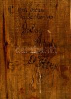 Faragott fa falikép, jelzett, 35×23 cm