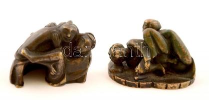 2 db erotikus bronz figura, 5x3,5 cm