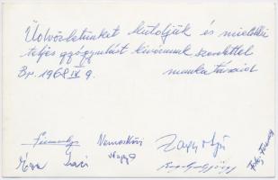 1968 Ikarus 659 busz fotó, a hátoldalán ajándékozási sorokkal, 14x9 cm