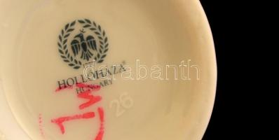 Hollóházi porcelánok(váza, libák, bonbonier, plakett), 4 db, matricások, 1 db kézzel festett, jelzet...