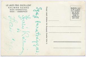 cca 1930 Excellent Trio, fotólap, a hátoldalán Szabó Kálmán és Szabó Géza által aláírt, pici gyűrődé...