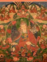 Jelzés nélkül: Buddha. Festett selyem kép. Üvegezett keretben, 63×40 cm