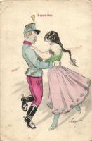 Huszártánc / Hungarian hussar with girl, dance, B.J. 856. Bp. s: Varga (fa)