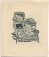 Franz von Bayros (1866-1924): Ex libris Stephan Kellner. Klisé, papír, jelzett a klisén, 11×9 cm