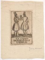 Gara Arnold (1882-1929): Ex libris Siklóssy László. Rézkarc, hártyapapír,  jelzett, 8×5 cm