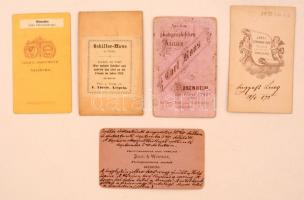 cca 1880 Német és osztrák üdülő-, pihenőhelyek keményhátú fotói, (Bad-Ischl, Schiller-haus Gohlisban...