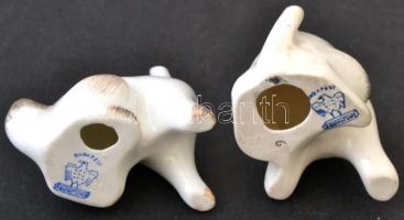3 db bólogatós porcelán figura (2 kutya, 1 macska), köztük 2 db Aquincumi, kézzel festettek, jelzett...
