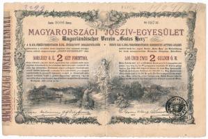 Budapest 1888. "Magyarországi Jószív-Egyesület" sorsjegykölcsön 2Ft-ról, szárazpecséttel, bélyegzésekkel (2x) T:II-,III szárazpecsétnél kis lyuk