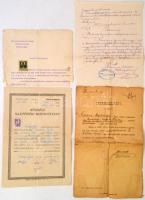 1897-1921 Vegyes gépész okmány hagyaték (jegyzőkönyvi kivonatok, bizonyítványok, iparigazolvány, sza...