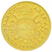 Osztrák Németalföld 1754R 1/2 Souverin d'Or Au "Mária Terézia" (5,55g) T:2- karc
Aus...
