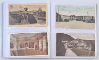 64 db RÉGI osztrák városképes lap albumban, vegyes minőség, sok Bécs és Salzburg / 64 old Austrian t...