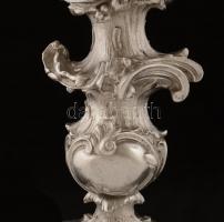 cca 1900 Neorokokó ezüst (Ag.) kandeláber (9 db gyertyacsészével) , jelzett, mesterjeggyel (MG) talp...