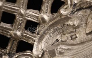 cca 1900 Neorokokó ezüst (Ag.) kandeláber (9 db gyertyacsészével) , jelzett, mesterjeggyel (MG) talp...